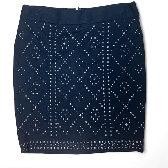 Cache Y2k Black Mini Studded Skirt Sz 10 Western Bohemian Indie Hippie Festival - Picture 1 of 4